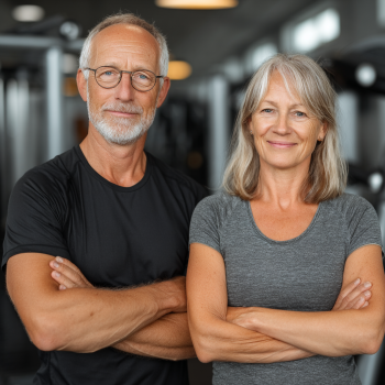 Група літніх людей займається фітнесом